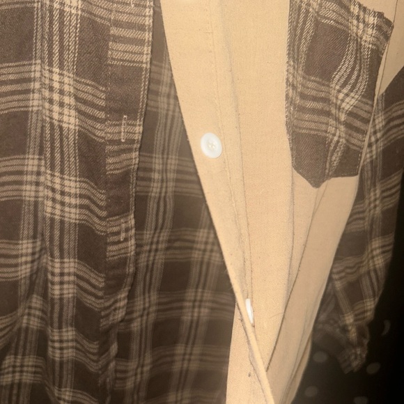 SHEIN Tan and Black Plaid Shirt - Picture 2 of 5